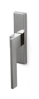Metallic door handle on a white background