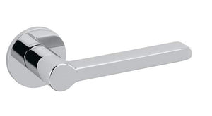 Chrome door handle on a white background