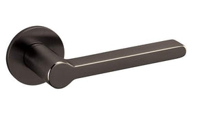 Black door handle on a white background