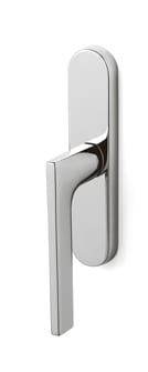 Chrome door handle on a white background