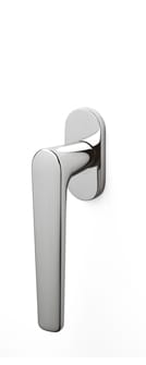 Chrome door handle on a white background