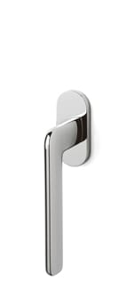 Chrome door handle on a white background