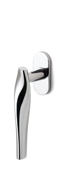 Chrome door handle on a white background