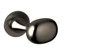 Metallic door handle on a white background