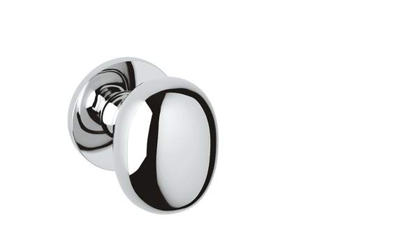 Chrome door handle on a white background