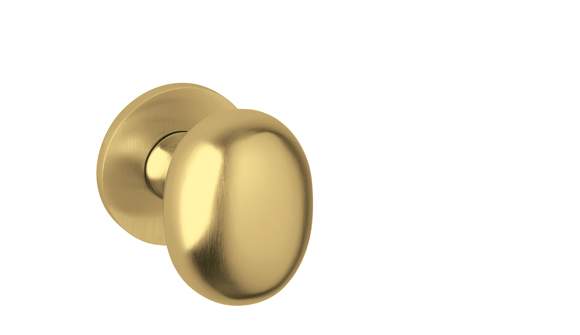 Gold door handle on a white background