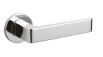 Chrome door handle on a white background