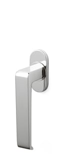 Chrome door handle on a white background