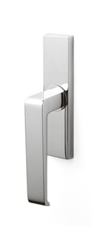 Chrome door handle on a white background