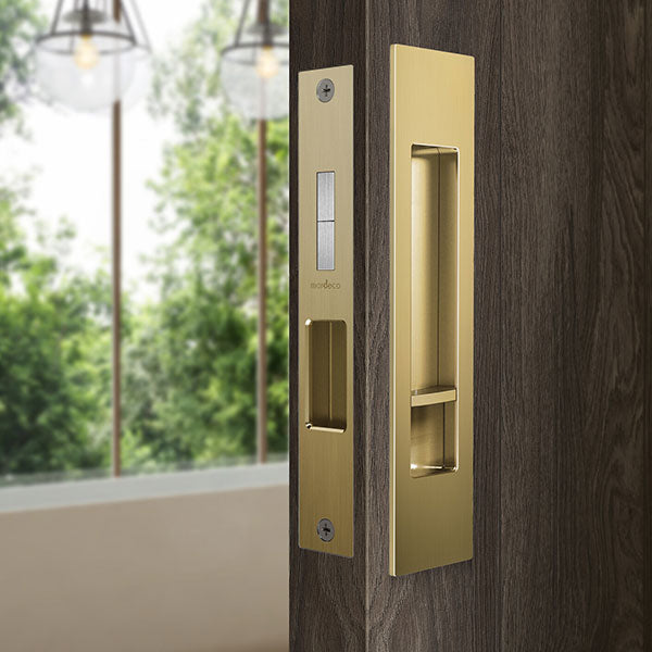 Nidus Mardeco rectangular flush pull privacy set - 50-55mm Box Pack Satin Brass