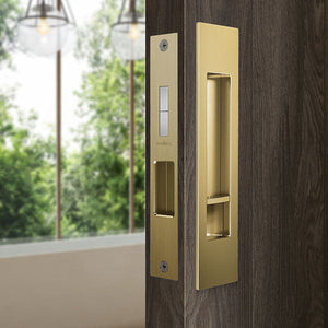 Nidus Mardeco rectangular flush pull privacy set - 35mm Box Pack Satin Brass