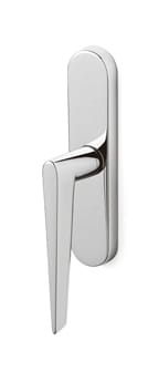Chrome door handle on a white background