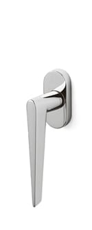 Chrome door handle on a white background