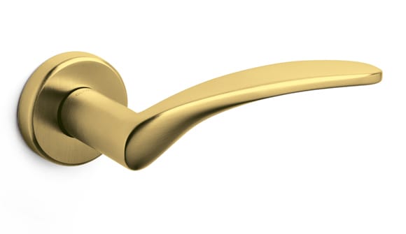 Gold door handle on a white background