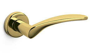 Gold door handle on a white background