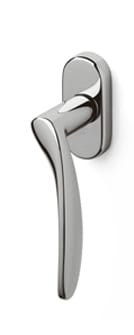Chrome door handle on a white background