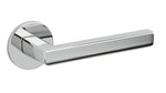 Chrome door handle on a white background