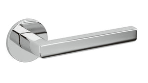 Chrome door handle on a white background