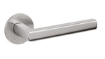 Metal door handle on a white background