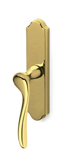Gold door handle on a white background