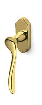 Gold door handle on a white background