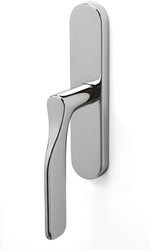 Chrome door handle on a white background