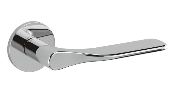 Chrome door handle on a white background