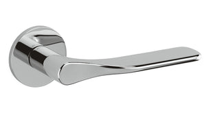 Chrome door handle on a white background