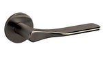 Metal door handle on a white background