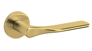 Gold door handle on a white background