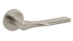 Metal door handle on a white background