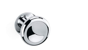 Chrome door handle on a white background