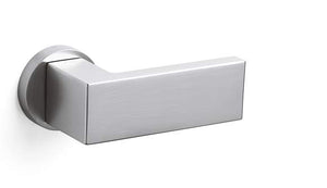 Chrome door handle on a white background