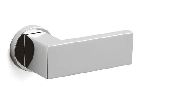 Chrome door handle on a white background