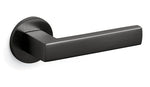 Black door handle on a white background