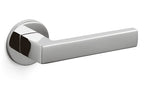 Chrome door handle on a white background