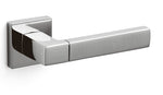 Chrome door handle on a white background