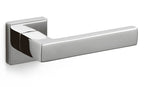 Chrome door handle on a white background