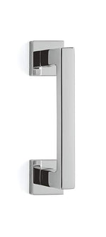 Chrome door handle on a white background