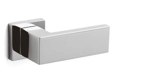 Chrome robe hook on a white background