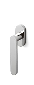 Chrome door handle on a white background