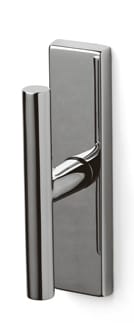 Metallic door handle on a white background