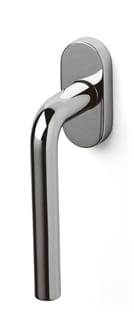 Chrome door handle on a white background
