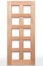 Wooden door with grid design labeled 'Regal 10G Door' by Crown Doors on a white background.