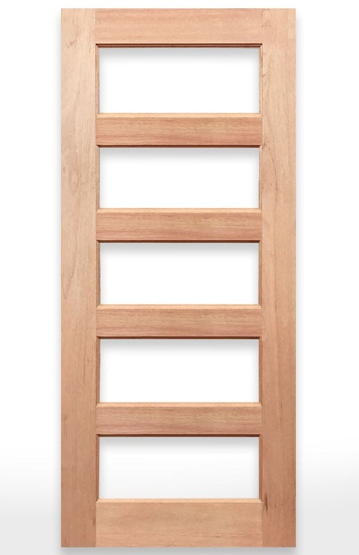 Wooden door with five vertical panels on a white background, labeled 'Regal 5G Door' with Crown Doors logo.
