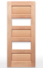 Wooden door with five panels on a white background, labeled 'Regal R-B-2 Door' by Crown Doors.