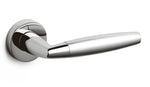 Chrome door handle on a white background