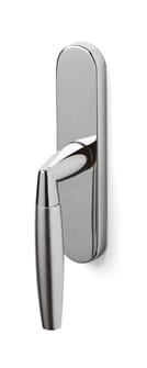 Chrome door handle on a white background