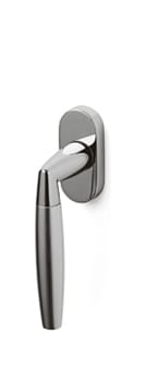 Chrome door handle on a white background