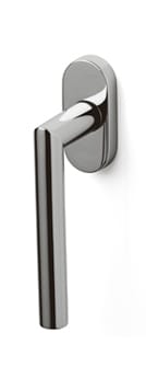 Chrome door handle on a white background
